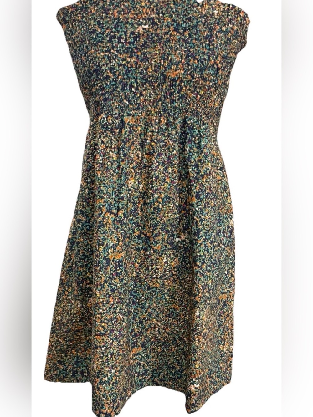 Theory Kiparee Freckle Strapless Smocked Sundress Cotton Mini Multicolor M